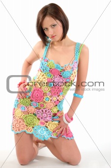young woman  on white background