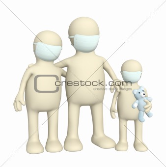 Family in protective masks