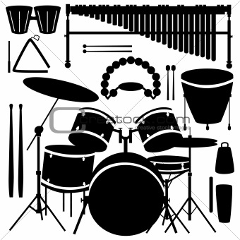 Percussion instrument vector silhouettes