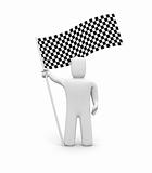 Person and checker flag