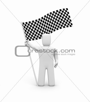 Person and checker flag