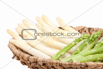 asparagus in bowl on white background