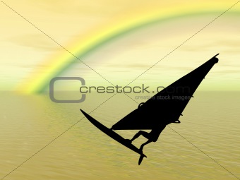 Surfer in the rainbow