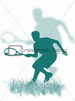 Tennis player on the grass