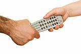 Hands holding a remote control