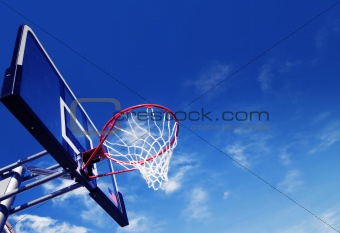 Basket Ball Net Under Beautiful Blue Sky