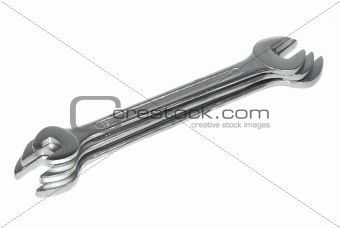 Three wrench on a white background.