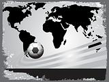 black world map with soccer