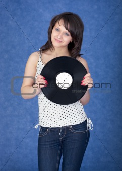 Lady with vinyl record