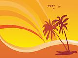 summer design with palm tree and rainbow background