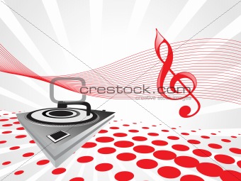 turntable on red musical background, wallpaper