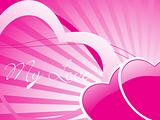 two romantic pink hearts, background