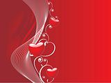 valentines heart and wave elements in red, illustration
