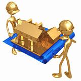 Holding A Blueprint With A Golden House