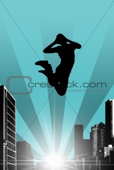 silhouette of a jumping man