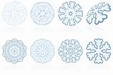Abstract holiday winter snowflake icon set in blue