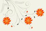Abstract orange floral background