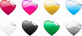 Set of 8 colored hearts stickers