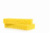 2 Yellow Sponges on White Background