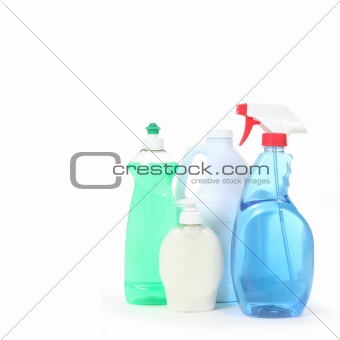 Household Cleaning Products Dishsoap Window Cleaner and Bleach