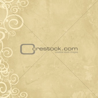 Natural grunge shabby old paper with swirl left border