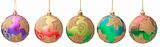 Several hanging Christmas baubles isolated