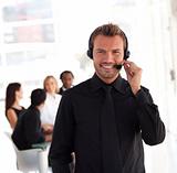 Young Businessman with headset on