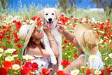 Happy young couple with dog