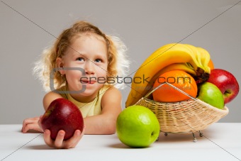 Girl with fruit