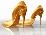 Gold high heels