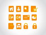 vector of symbols and icons in orange