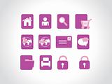 vector of symbols and icons in purple