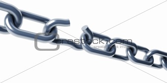 broken chain isolated 3d rendering