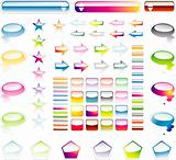 collection of full colours web elements with glossy effect