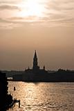 San Giorgio Maggiore as a silhouette in the morning light, Venic