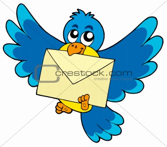 Cute bird with envelope