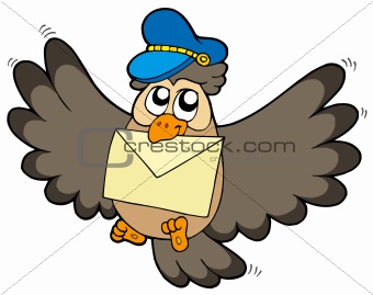 Owl postman with letter