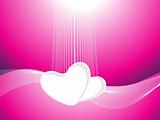 illustration, two romantic heart with waves elements in pink