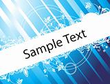 swirl design elements and butterfly for sample text in blue pattern