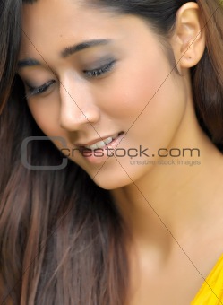 Cheerful pretty girl with romantic emotions
