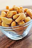 Cashew nuts in glass bowl
