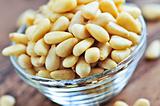 Pine nuts in glass bowl