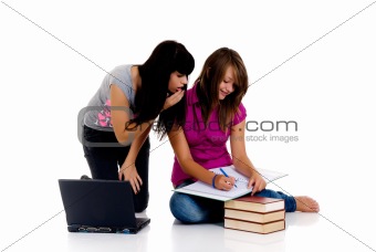 Teenager girls studying 