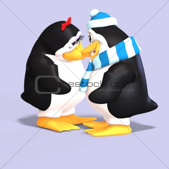 penguin couple in love