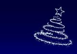 Christmas tree from snowflakes at  blue background