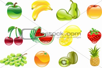 Gorgeous shiny fruit icon set