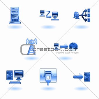 Glossy Computer Network Icon Set