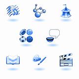 Blue glossy category education web icons