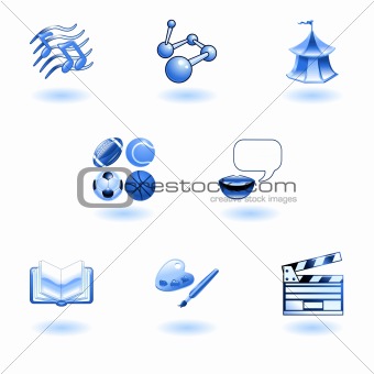 Blue glossy category education web icons