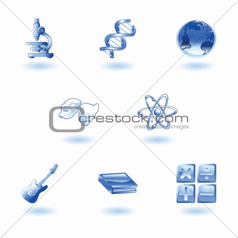 Glossy category education web icons